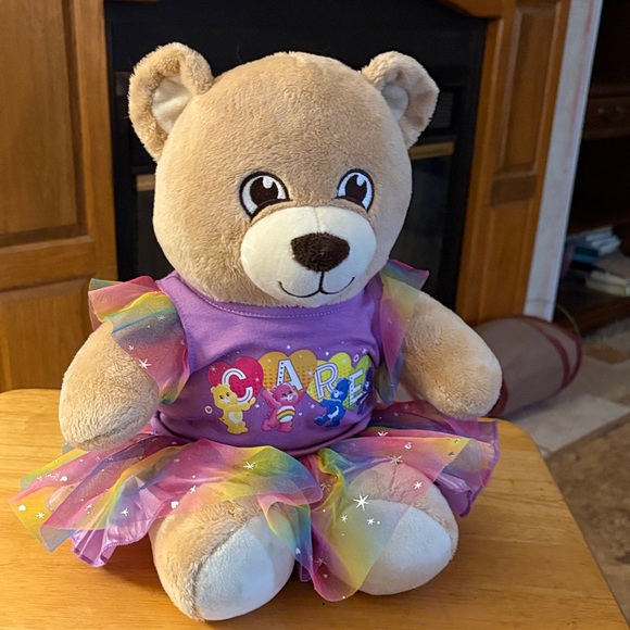 Build-A-Bear Other - Build-A-Bear Tan Bear with Purple and Rainbow Outfit